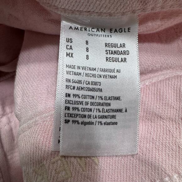 American Eagle Jeans Womens 8 Pink Cotton High Rise Wide Leg Patch Pocket - Picture 2 of 16
